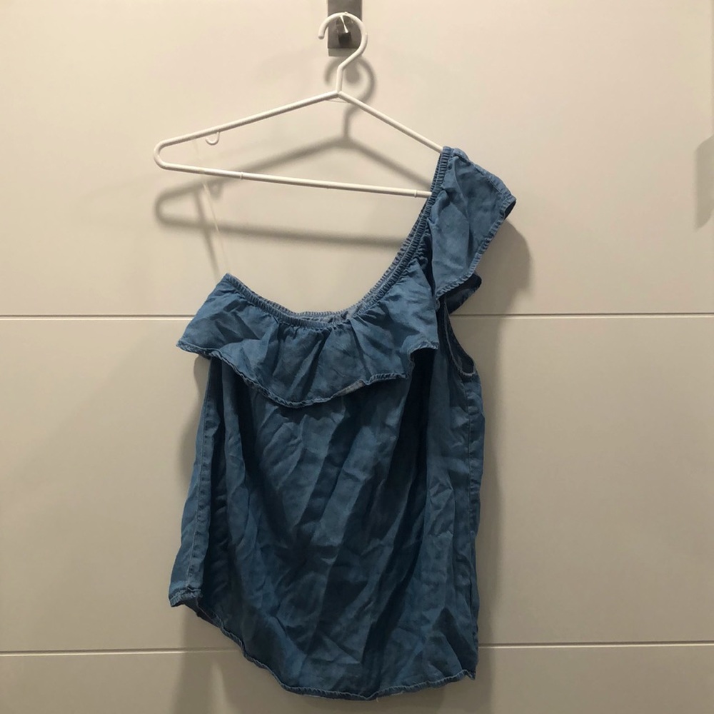 Old Navy chambray one shoulder top